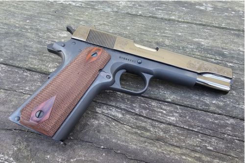 Colt 1911 Classic Government .45 ACP Black DLC/Gold Scroll-V2 LD Pistol